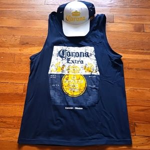 Corona tank top and hat combo